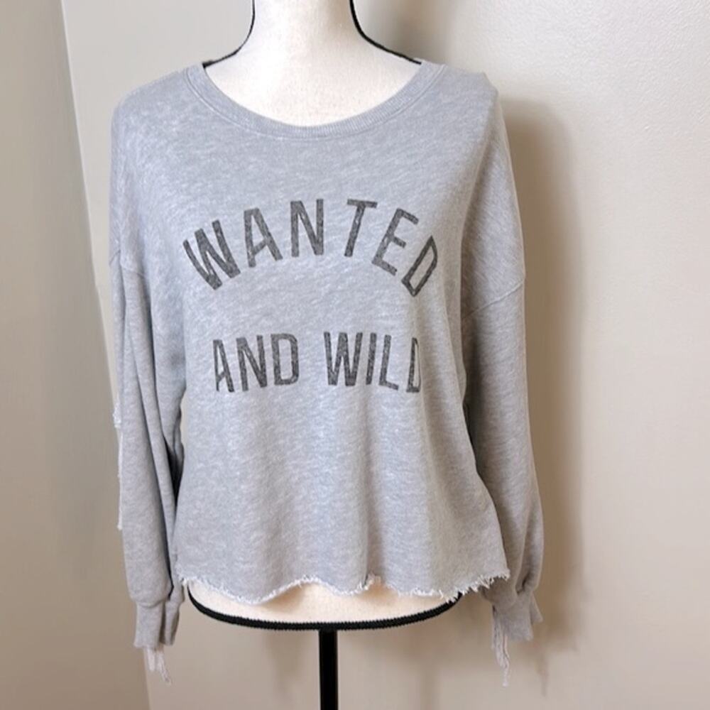 NWT Wildfox Ophelia raw fringe detail cut off sweatshirt - Picture 6 of 13